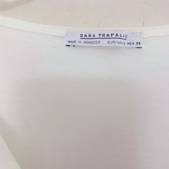 Zara Trafaluc Patch Shirt Size L Lace-Up Neckline Oversized Boxy - Picture 7 of 8